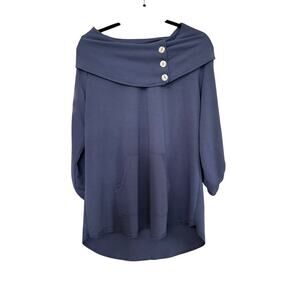 Soft Surroundings knit pullover cowl neck, tunic 3/4‎ sleeves pocket lagenlook